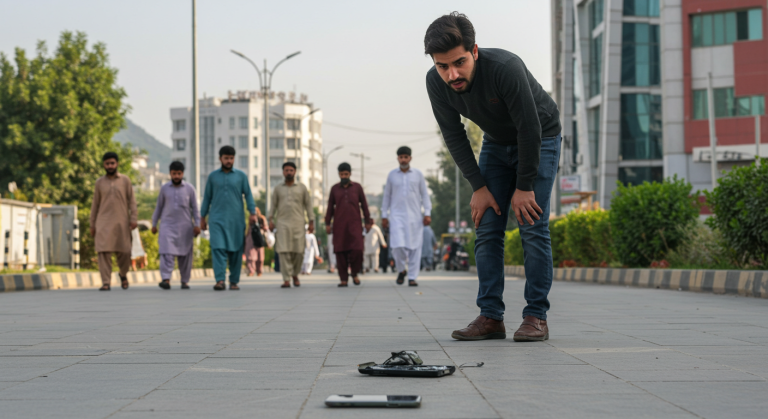 Man Accidentally Drops Phone While Walking in Islamabad